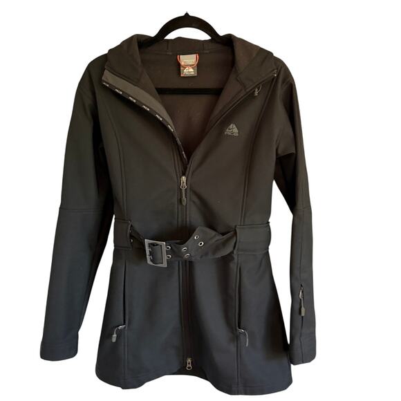 Nike ACG Women’s Softshell Belted Hooded Jacket Coat - Black‎ Size Small - Picture 1 of 3